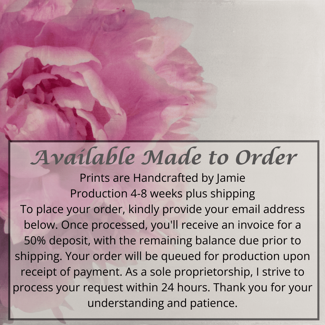 Fine Art Photograph Flower Print of Pink Peony peeking in from left side with pink petals and silvery edges Square mode,silver background, wall art