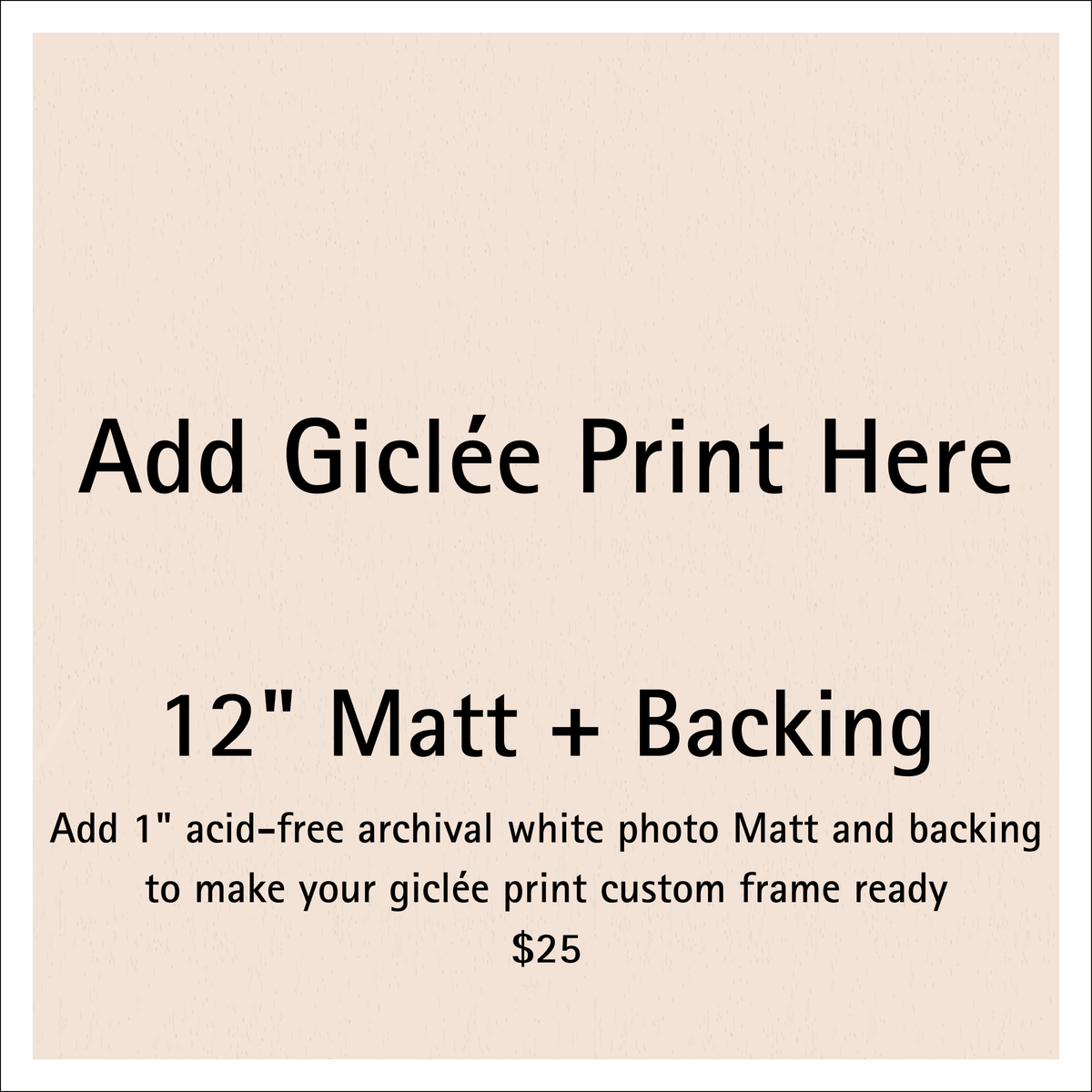 White acid-free photo mat for 8" giclee prints with 1-inch border and 12-1/4” outer dimension