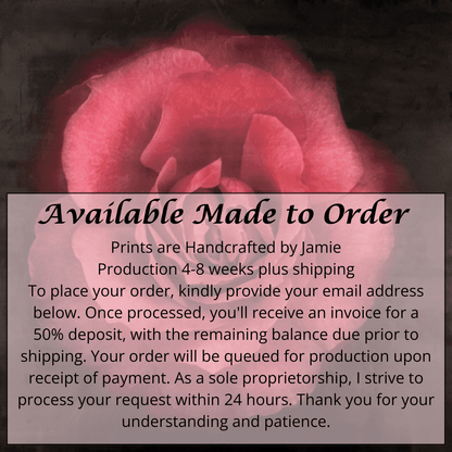 Fine Art Red Rose emulsion print with gold and pearl iridescence on cotton paper - jamie buzil photography